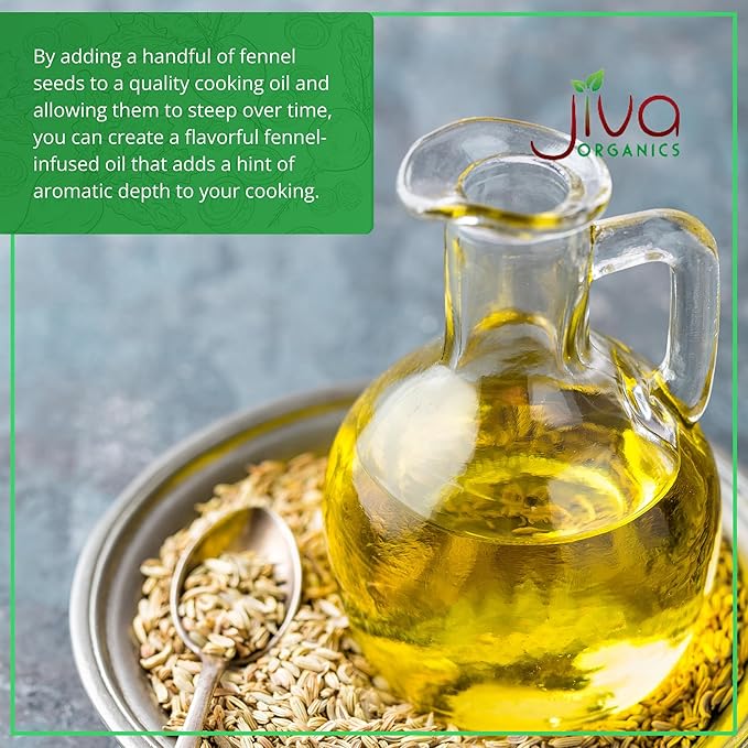 Jiva Organic Fennel Seeds 7 Oz Bag - Non-GMO, Certified, Vegan - Resealable Bag - Product of India