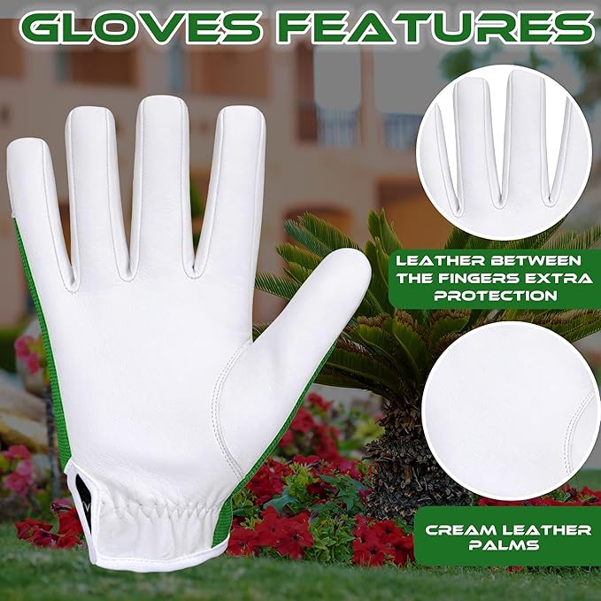 Work Gloves Gardening Breathable Rigger Palm Gardening Gloves Ladies Mens Gripper Utility Leather Thorn Proof