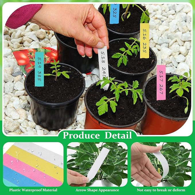 Geetery 2000 Pcs Plastic Plant Labels 4'' Garden Plant Markers Nursery Name Tags Waterproof Pot Label Stakes Planting Sticks for Seeds Summer Outdoor Indoor Garden Flowers(Mix Color)
