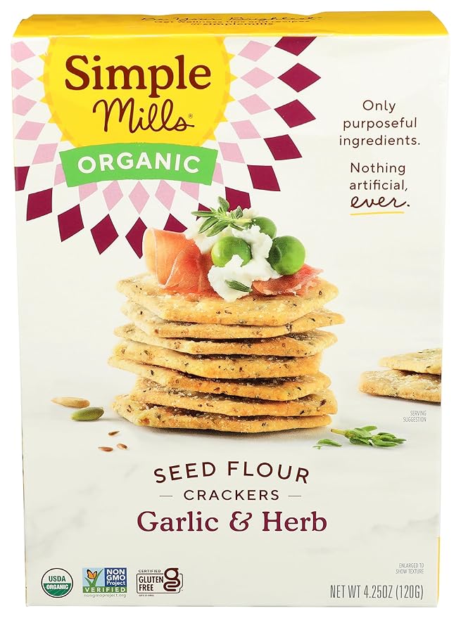 Simple Mills Cracker Seed Garlic Herb, 4.25 oz