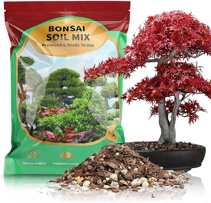 Premium Bonsai Soil Mix with Enhanced Aeration & Drainage 10qt - Professional Grade Potting Soil for Bonsai Pots
