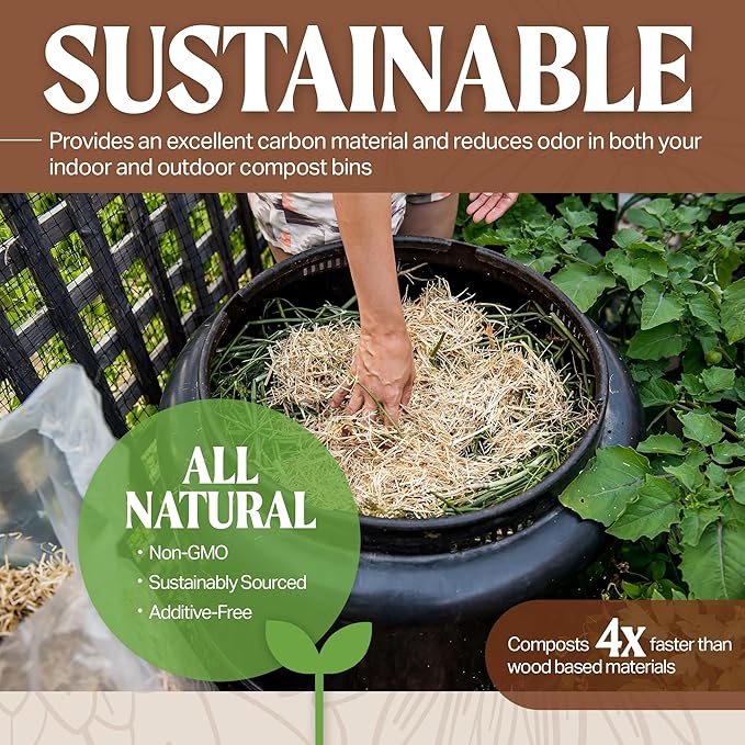 HealthiStraw GardenStraw Mini, 0.5 cu ft (4 lbs) Pack of 2 – Natural Mulch for Gardens, Vegetables & Lawn Seeding - Water-Conserving Wheat Straw - Thoroughly Cleaned, Sustainable