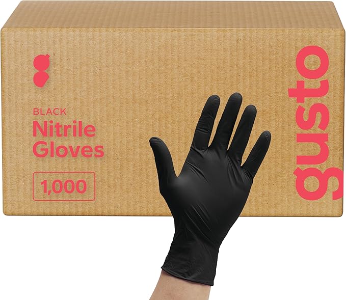 Comfy Package Black Nitrile HEAVY DUTY 6 Mil. Chemical Resistance, Latex & Powder Free, Textured Fingertips Disposable Gloves