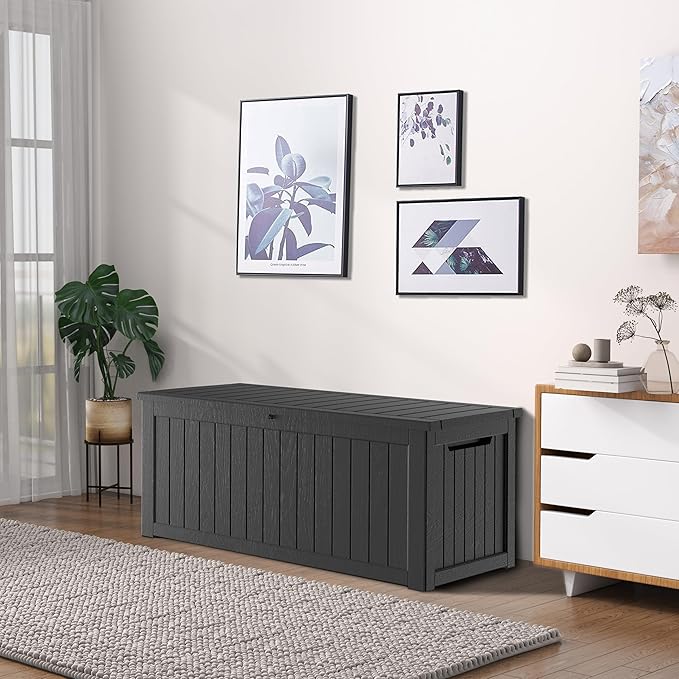 270 Gallon Heavy Duty Deck Storage Box, Extra Large Storage Organizer for Patio Furniture Accessories, Garden Tools, Indoor Storage for Cushion, Matte Black