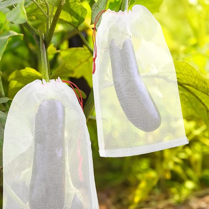 Nylon Fruit Bags with Drawstring, 25pcs 8x12 in Fruit Net Bag Against Insects and Birds, Reusable for Protecting Your Plant Flower Vegetable
