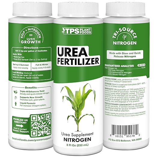 TPS NUTRIENTS Urea Fertilizer for Plants, 15-0-0 Balanced Nitrogen for Vibrant Green Growth, Liquid Plant Food 8 oz (250mL)