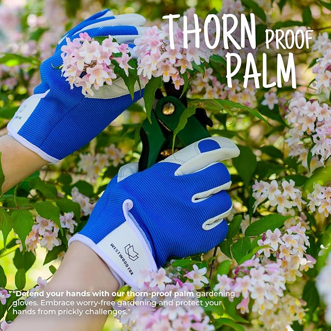 WESTWOOD FOX Gardening Gloves for Women Leather Thorn Safety Garden Heavy Duty Work Gloves Men Women Gardener Non-Slip Rigger