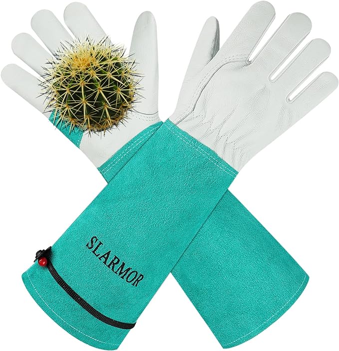 Long Gardening-Gloves Women/Men - Thorn proof Rose Pruning Heavy Duty Gauntlet, Best Garden Gifts for Gardener (Large, Green)