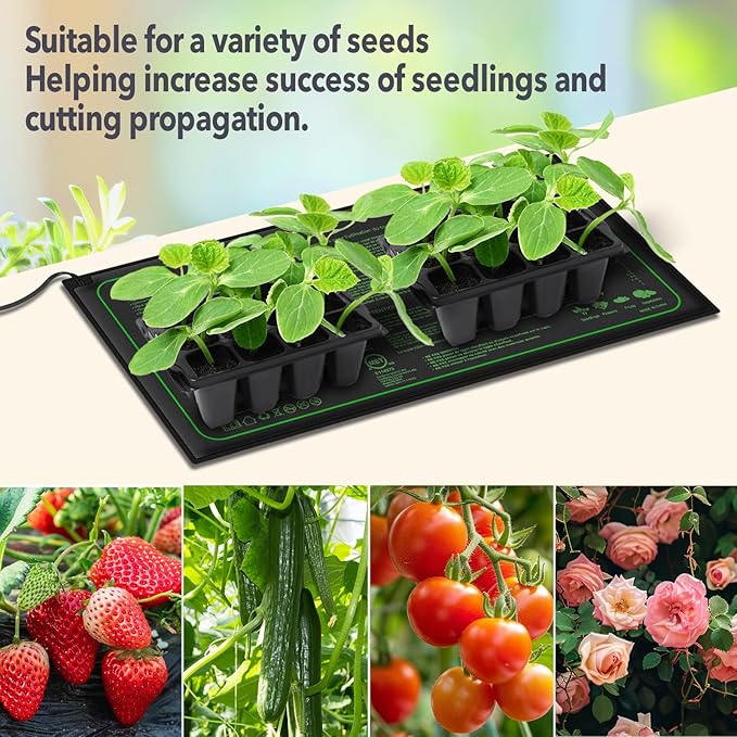2PK Seedling Heat Mat with ETL Listed,Warm Hydroponic Heating Pad for Seed Starting,Indoor Gardening,Brewing and Greenhouses,Durable Waterproof Black Plant Heat Mat Works with 20"x10" Gardening Tray
