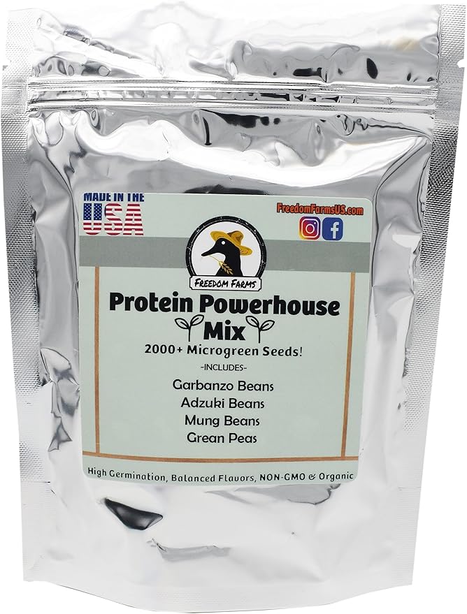 1/2 Pound Protein Bean Sprout Starter Seeds - 8 Servings per Bag - Organic NON-GMO - Includes Garbanzo, Adzuki, Mung, and Green Pea