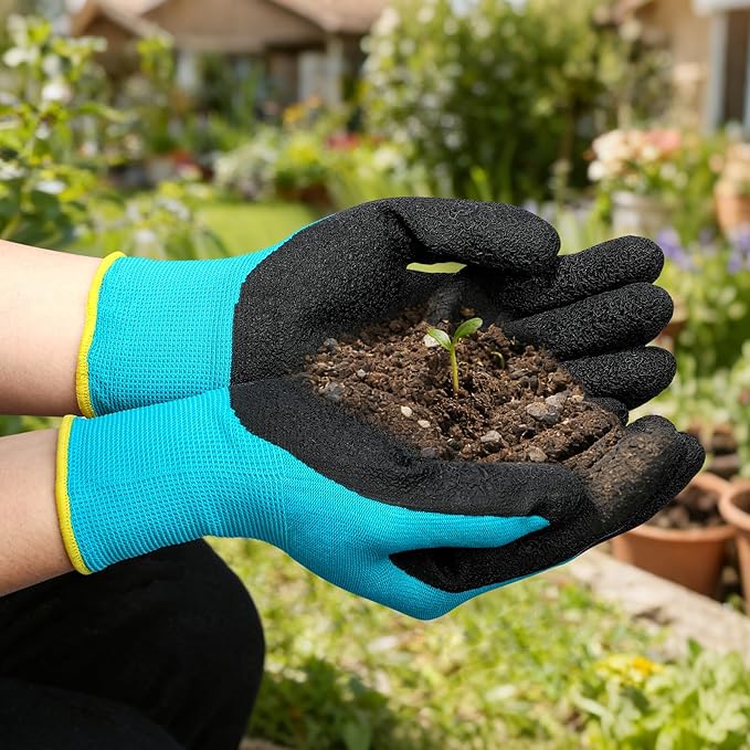 Breathable Garden Gloves 2 Pairs, Stretchy Anti-Slip Work Gloves for Women & Men, Lightweight & Flexible for Weeding, Planting, Household Chores and DIY (Blue, M)