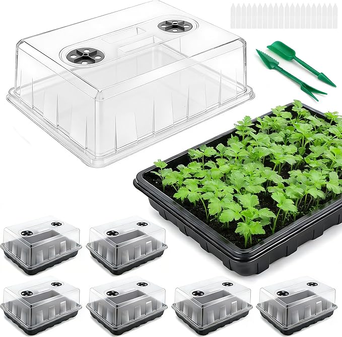 Seed Starter Tray, Seedling Starter Trays for Starting Plant Seeds, Indoor Gardening Plant Germination Trays, Black, 6PCS