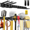 64" Garage Wall Tool Organizer, 900 Lbs Heavy Duty Steel Garden Tool Storage Rack & Garage Organization for Yard, Shed, Garage - 12 Longer & Thicker Hooks + 2 Straps