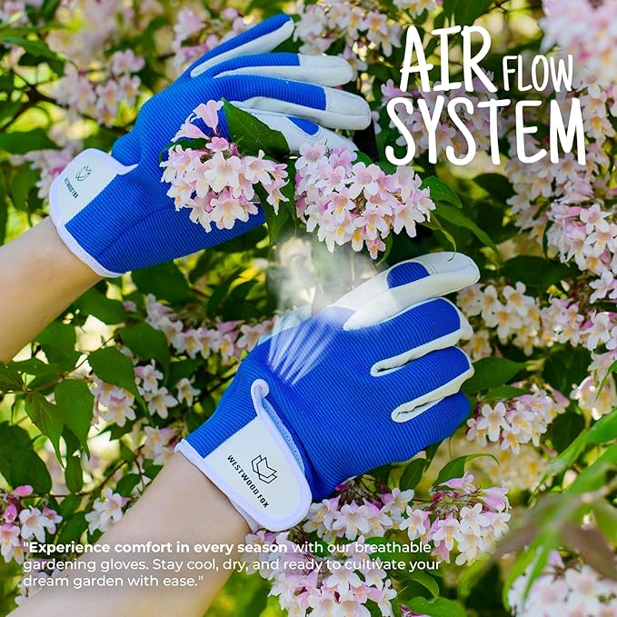 WESTWOOD FOX Gardening Gloves for Women Leather Thorn Safety Garden Heavy Duty Work Gloves Men Women Gardener Non-Slip Rigger