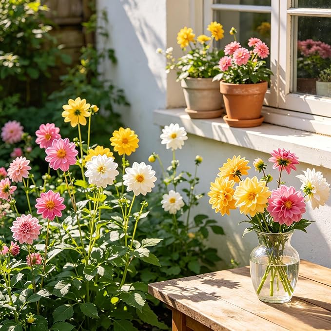 CarpetC 1000+ Mixed Dwarf Dahlia Seeds for Planting, Compact Perennial with Long-Lasting Blooms, Non-GMO Heirloom Dahlia pinnata for Garden Borders, Containers & Cut Flowers