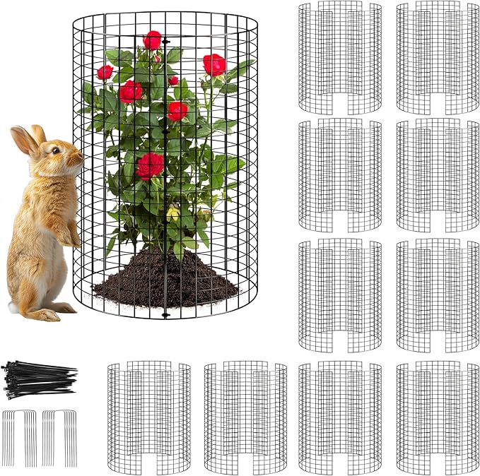 10 Pack Plant Protector from Animals, (12'' x 12'') Wire Mesh Plant Cages for Garden – Sturdy Metal Plant Protectors to Keep Rabbits, Squirrels, and Animals Out– Ideal for Flowers, Outdoor Plants