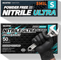 Beastek Nitrile Disposable Gloves, 8Mil Latex & Powder Free Chemical Resistant Heavy Duty Food Safe Diamond Glove Black 50Pcs
