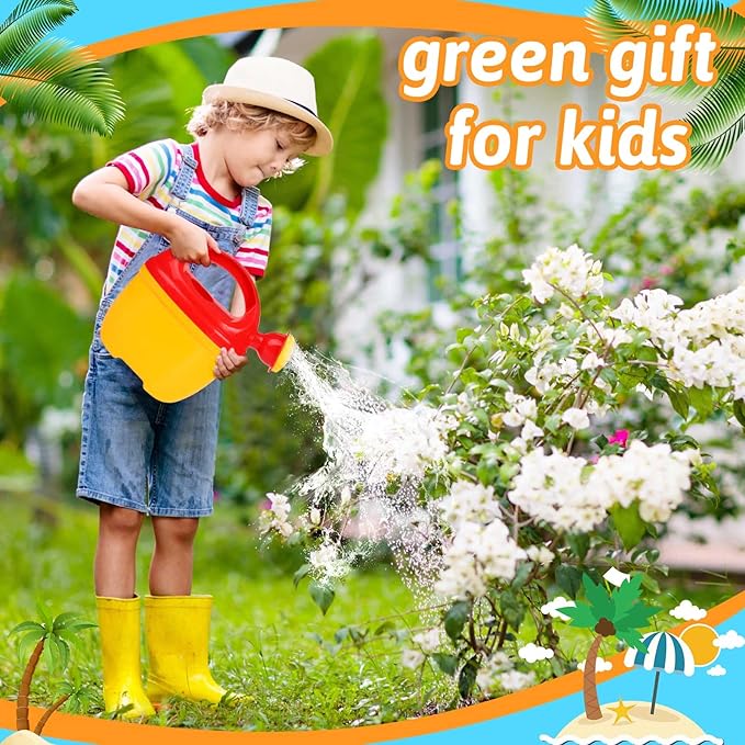 4 Packs Watering Can Garden Equipment Toy Sand Toys Interesting Plastic Watering Can Plant Garden Watering Can Toys Bath Toys for Girls and Boys Gardening Beach Tools, 3 Colors