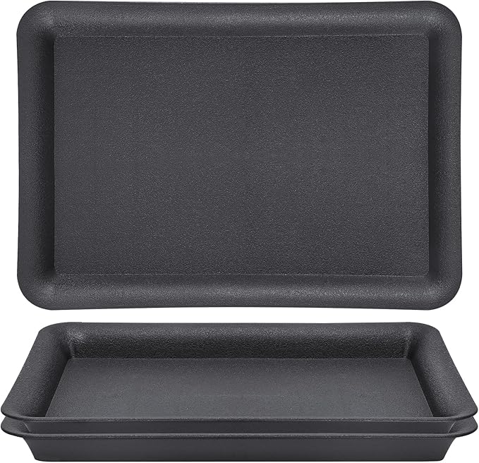 GREANER 17 Inch Plastic Plant Saucer, Black Trays for Plants, Flower Pot No Holes Plant Drip Trays, Heavy Duty Plastic Plant Saucers for Indoors Outdoors