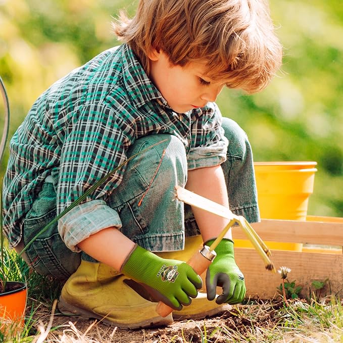 COOLJOB 36 Pairs Kids Gardening Gloves for Little Kid Age 6-8, Toddler Boys Girls Grippy Rubber Coated Children Work Gloves, Assorted Colors, Medium