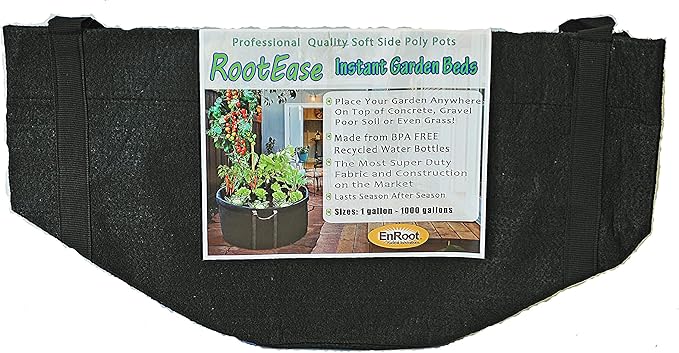 RootEase Garden Planting Fabric Grow Bags, Heavy Duty Durable Fabric Grow Pots, Perfect Harvest Planter, Raised Bed, Eco-Friendly Grow Bags (65 Gallon, Black)
