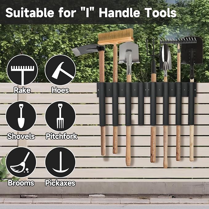 Shovel Holder for Truck Metal Trailer Tool Rack with 8 Holes in 2 Groups Heavy Duty Truck Bed Tool Box Mount Garden Tool Organizer for Rakes Shovels Hoes Landscape Hand Tools Rack