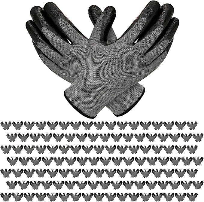 YOUKE OLA 120 Pair Gardening Gloves for Men Women, Breathable Rubber Coated Garden Gloves Working Gloves for Gardening, Construction Black