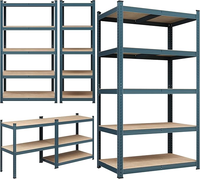 Yaheetech Storage Shelves, 5 Tier Heavy Duty Adjustable Metal Shelving Unit, Industrial Utility Rack for Garage Warehouse Pantry Closet (35.5 W x 16 D x 71 H Inches, Neptune Blue)
