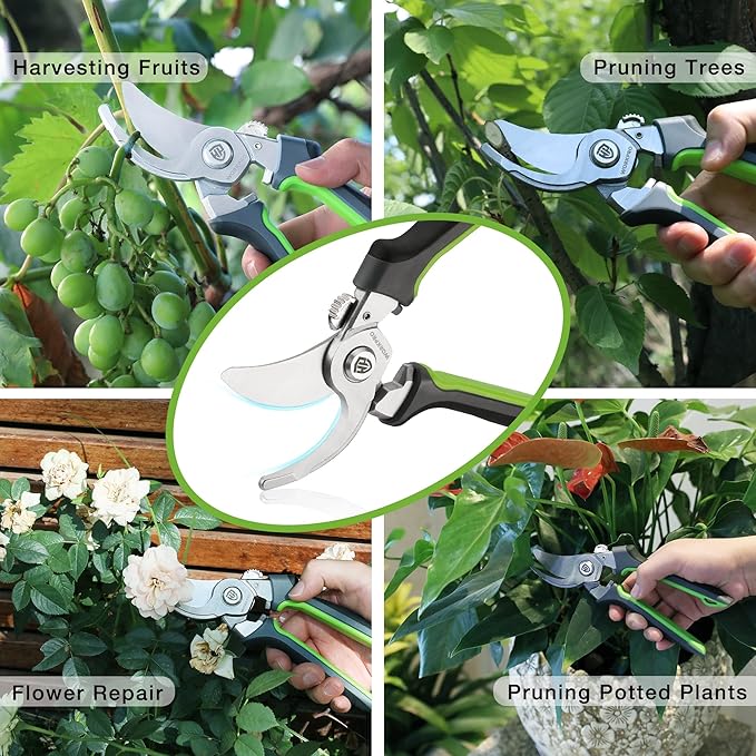WORKPRO Garden Bypass Pruning Shears, 8.5" Pruning Scissors with CRV Integral Forged Blades, Garden Clippers Hand Tools for Cutting and Trimming Bonsai, Branch, Herb, Rose, Flower