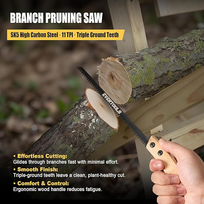 3-Piece Japanese Pull Saw Set - 6" Double Edge & Flush Cut & 11" Pruning Saw | Razor Sharp SK5 Steel | for Woodworking, Carpentry, Garden Trimming