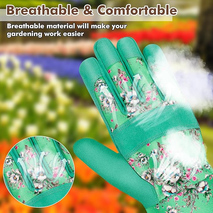 Long Gardening Gloves for Women Thorn Proof Leather Garden Gloves Breathable Working Gloves for Women Yard Outdoor