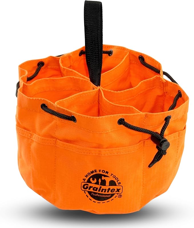 Graintex 18 Pockets Grab Bag Rip-stop Canvas Drawstring Closure, Small Part Organizer Pouch, Small Tools, Screws, Parts, Parachute Tool Bag for Efficient Storage - Orange