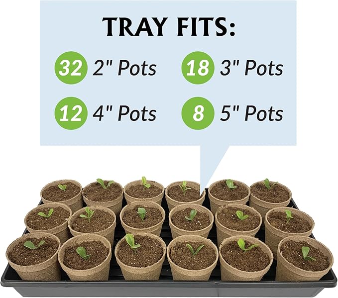 Jiffy Plant Germination Tray - Durable, Watertight, No-Hole, Lightweight - 10.75 x 21 in, 10-Pack - Plastic