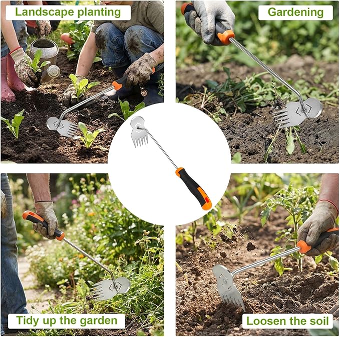 Garden Weed Tool,Portable Weeding Tool,Hand Weeder Tool,Adopt Anti Slip Handle,Conforms to Ergonomic Curves,Suitable for Vegetable Cultivation and Horticulture on Farms(Black Orange Handle)
