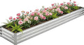 10x2x1FT Galvanized Raised Garden Bed Outdoor Patio, Large Rectangular Metal Planter Boxes,Plant Container Kit for Gardening, Vegetables, Flowers, Herbs,Silver,1 Pack