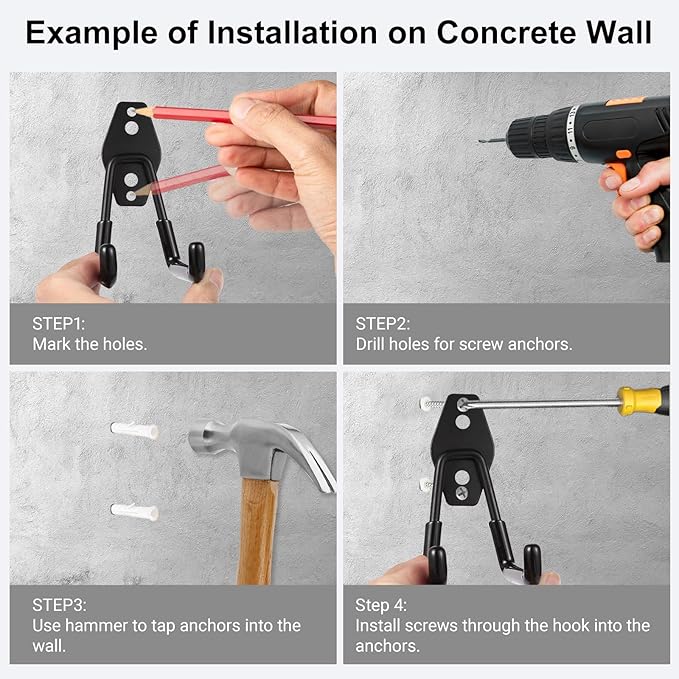 Garage Hook Heavy Duty Wall Storage Hangers, 26 Pack Garage Storage Hooks Steel Tool Black for Ladders, Ropes, Garden Tools