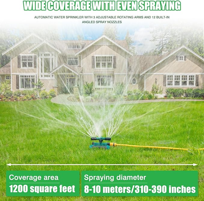 Sprinkler for Yard, Rotating Water Garden Sprinkler for Large Area Coverage, Lawn and Yard Sprinklers