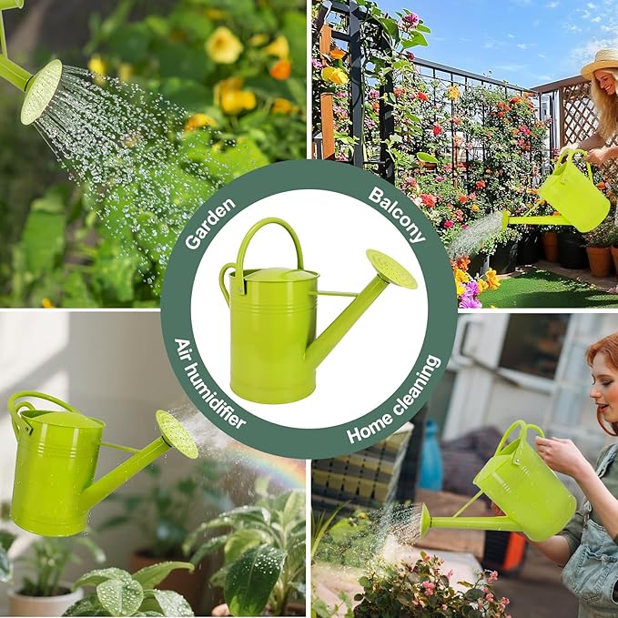 6.5L Metal Watering Can for Outdoor & Indoor Plants, Galvanized Steel Metal Water Can with Removable Spout, Movable Top Handle, Rust-Resistant Watering Pot for Garden, Lawn, Flowers