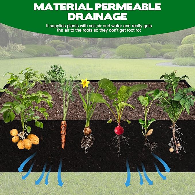 CIEOVO Raised Garden Bed Liner Thick Fabric Raised Garden Bed Breathable Drainage Rectangle Grow Bags with Handles Fabric Garden Bed for Outdoor Raised Garden Beds Holds Soil, 4 x 2 x 1ft