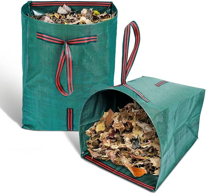 4-Pack Reusable Leaf Bags, 40-Gallon Collapsible Yard Waste Bags with Dustpan Design for Grass Clippings, Garden, Party, Laundry & Camping