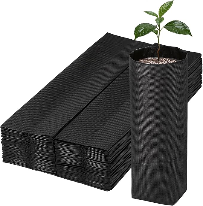 Fabric Grow Bags - 7x13.8 inches Breathable Black Seed Starter Plant Grow Bags for Planting Pots, Nursery Pots for Plants, 100pcs