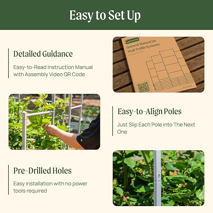 Vego Garden Modular Wall Trellis System, Triple Section 4.0' Long for 2.0' x 4.0' Garden Beds