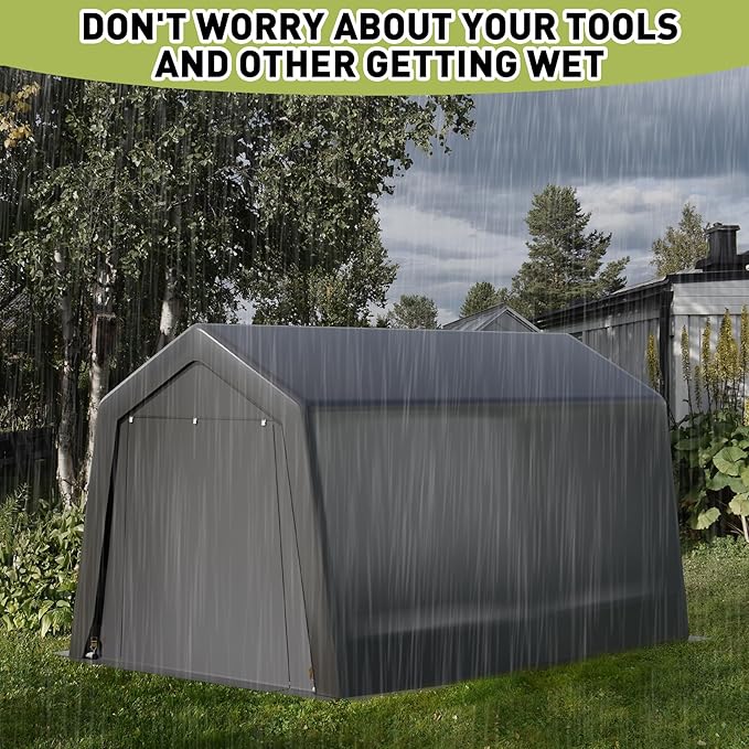 CuisinSmart Portable Shed, Outdoor Storage Shelter, 8x12x7.7 ft Heavy Duty Waterproof Storage Tent Sheds with Roll-up Zipper Door, for Motorcycle, Bike, Garden Tools