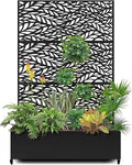 15.7"×70.9"×47.2" Metal Raised Garden Bed with Trellis and Wheels - Tall Trellis Planter Box for Climbing Plants, Vegetables & Vines - Outdoor Privacy Planters for Patio (Black-Spring)