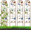 Blulu 4 Pack Metal Garden Trellis for Climbing Plants, 60x11 Inch Detachable Rustproof Arched Fence Flower Vegetable Plant Stand for Outdoor Patio Yard Lawn Decorative(Butterfly)