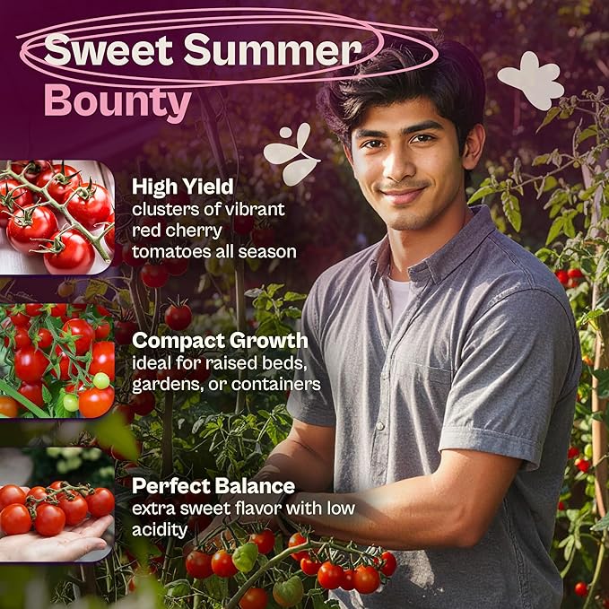 SVI 550 Large Red Cherry Tomato Seeds (Solanum lycoperscium) – Cherry Tomatoes Seed Packets, Mini Tomatoes On The Vine – Heirloom Vegetable Seeds in Home Garden, Containers, Greenhouses