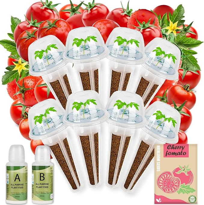 Tiny Tim Cherry Tomato Seed Pod Kit, 8-Pods Hydroponic Refill Pack, Compatible with AeroGarden and All Indoor Gardens, Includes Grow Sponges, Plant Food, Grow Anything Seed Pod Kit, 8-POD