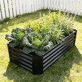 Metal Galvanized Raised Garden Bed Kit, 4 x 2 x 1 ft Galvanized Steel Raised Garden Planter Box Outdoor with Open Base for Growing Vegetables/Flowers/Herbs/Fruits/Succulents, Rectangle, Black