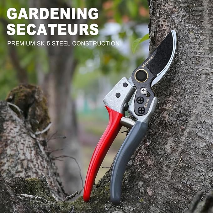 Kynup Pruning Shears, Garden Shears, Garden Clippers, Gardening Hand Tools, SK5 Steel Blade, Up to 1 Inch Cut Capacity, Safty Locked, Effortless Design, Garden Tools for Gardening, Farm