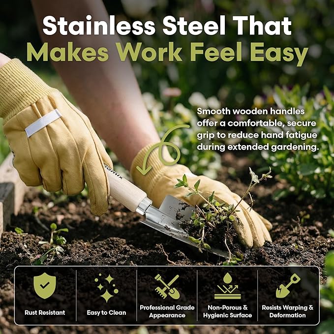 Bloomix 12Pcs Gardening Tools Set - Heavy Duty Garden Tools Set with Tool Bag, Kneeling Pad, Apron & More Garden Accessories - Stainless Steel Plant Care Kit Supplies, Gardening Gifts for Women Men